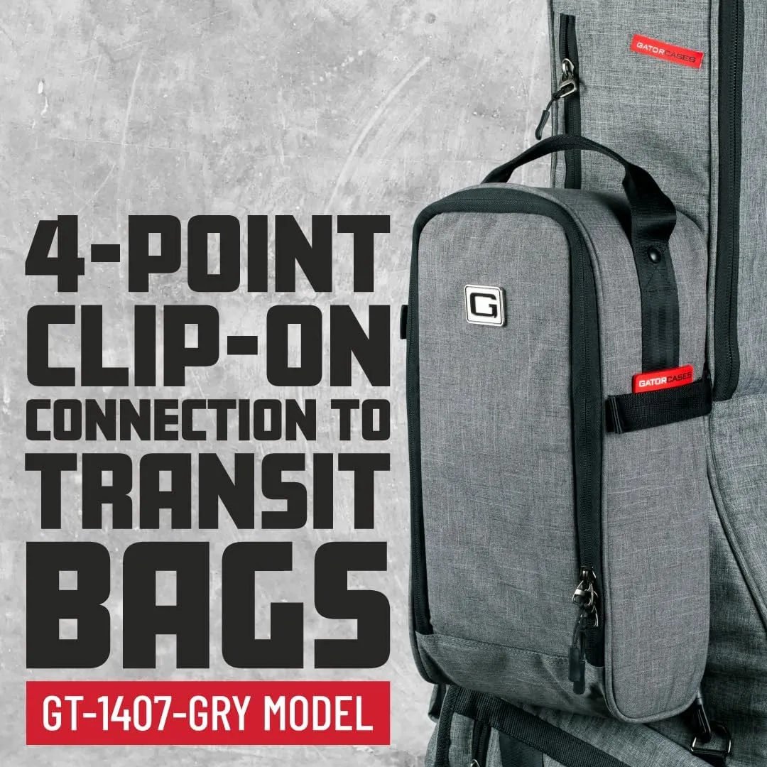 Gator Cases Transit Series Add-On Accessory Gear Bag, Grey Exterior (GT-1407-GRY)