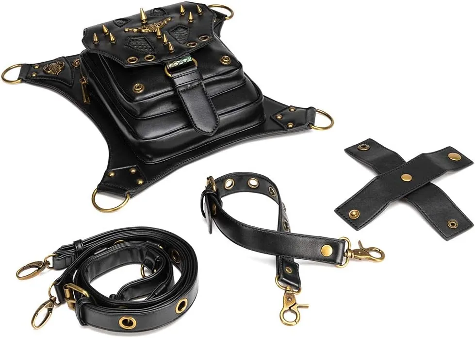 Gear Duke Victorian Retro Shoulder Waist Bags Steampunk Gothic PU Leather Fanny Bag for Steampunk Cosplay (Style_13, One size)