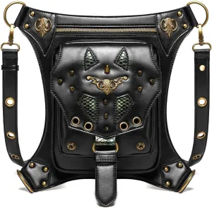 Gear Duke Victorian Retro Shoulder Waist Bags Steampunk Gothic PU Leather Fanny Bag for Steampunk Cosplay (Style_13, One size)
