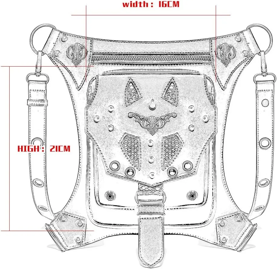 Gear Duke Victorian Retro Shoulder Waist Bags Steampunk Gothic PU Leather Fanny Bag for Steampunk Cosplay (Style_13, One size)