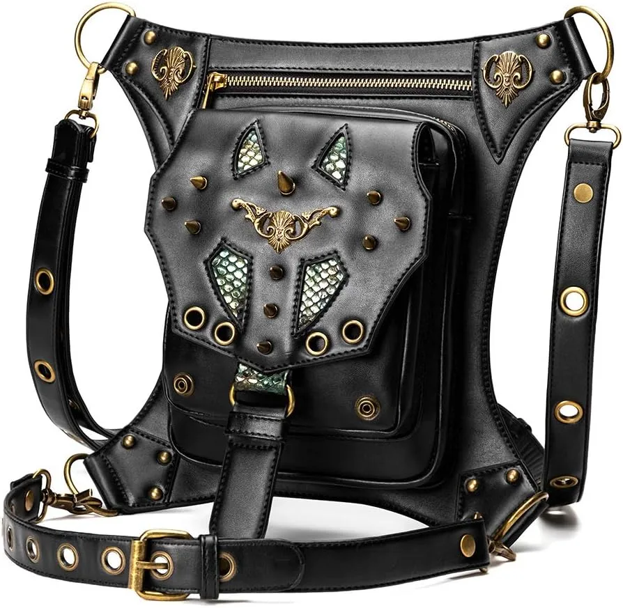 Gear Duke Victorian Retro Shoulder Waist Bags Steampunk Gothic PU Leather Fanny Bag for Steampunk Cosplay (Style_13, One size)