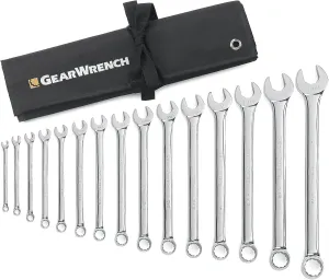 GEARWRENCH 15 Pc. 12 Pt. Long Pattern Combination Wrench Set with Tool Roll, SAE - 81918