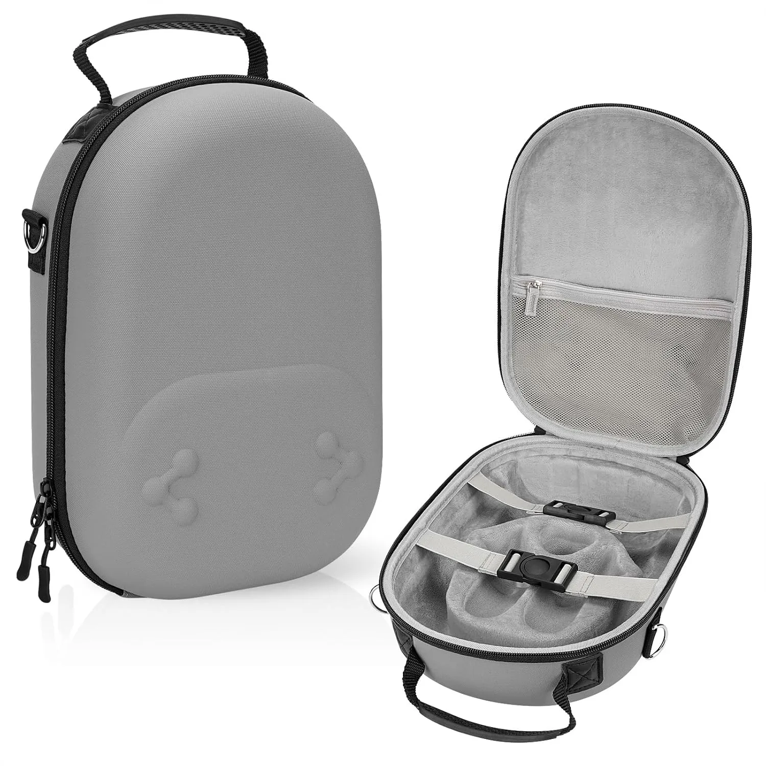 Geekria Shield VR Headset Carrying Case Compatible with Meta Q3S Hard Shell Travel Storage Bag VR Gaming Accessories with Shoulder Strap, For Travel and Home Use (Grey)