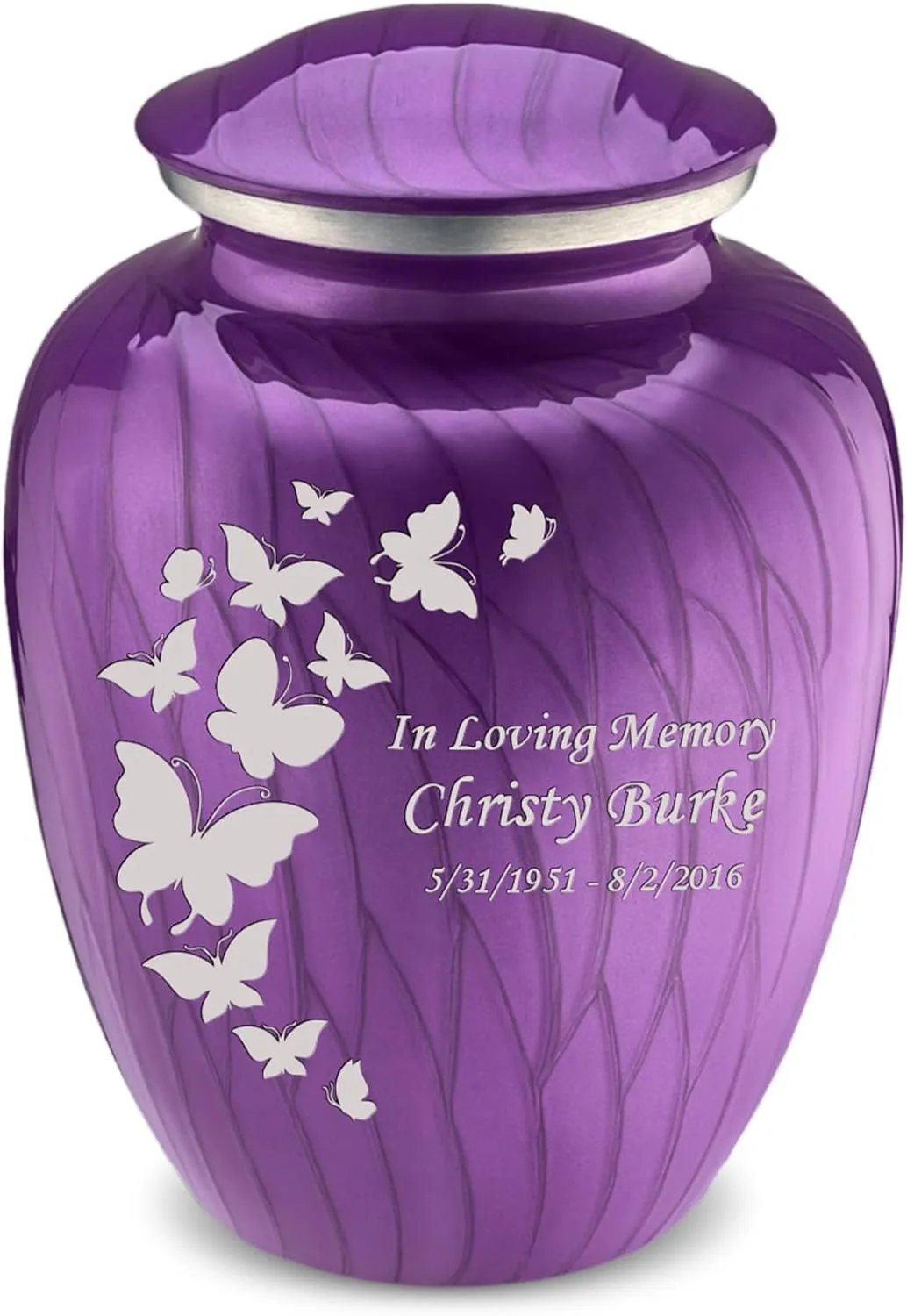 Geturns Embrace Adult Personalized Butterfly Cremation Urns for Human Ashes I Large Pearl Purple Funeral Urn for Men and Women I 200 lbs
