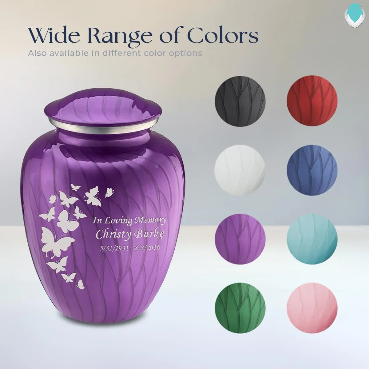Geturns Embrace Adult Personalized Butterfly Cremation Urns for Human Ashes I Large Pearl Purple Funeral Urn for Men and Women I 200 lbs