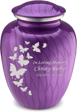Geturns Embrace Adult Personalized Butterfly Cremation Urns for Human Ashes I Large Pearl Purple Funeral Urn for Men and Women I 200 lbs