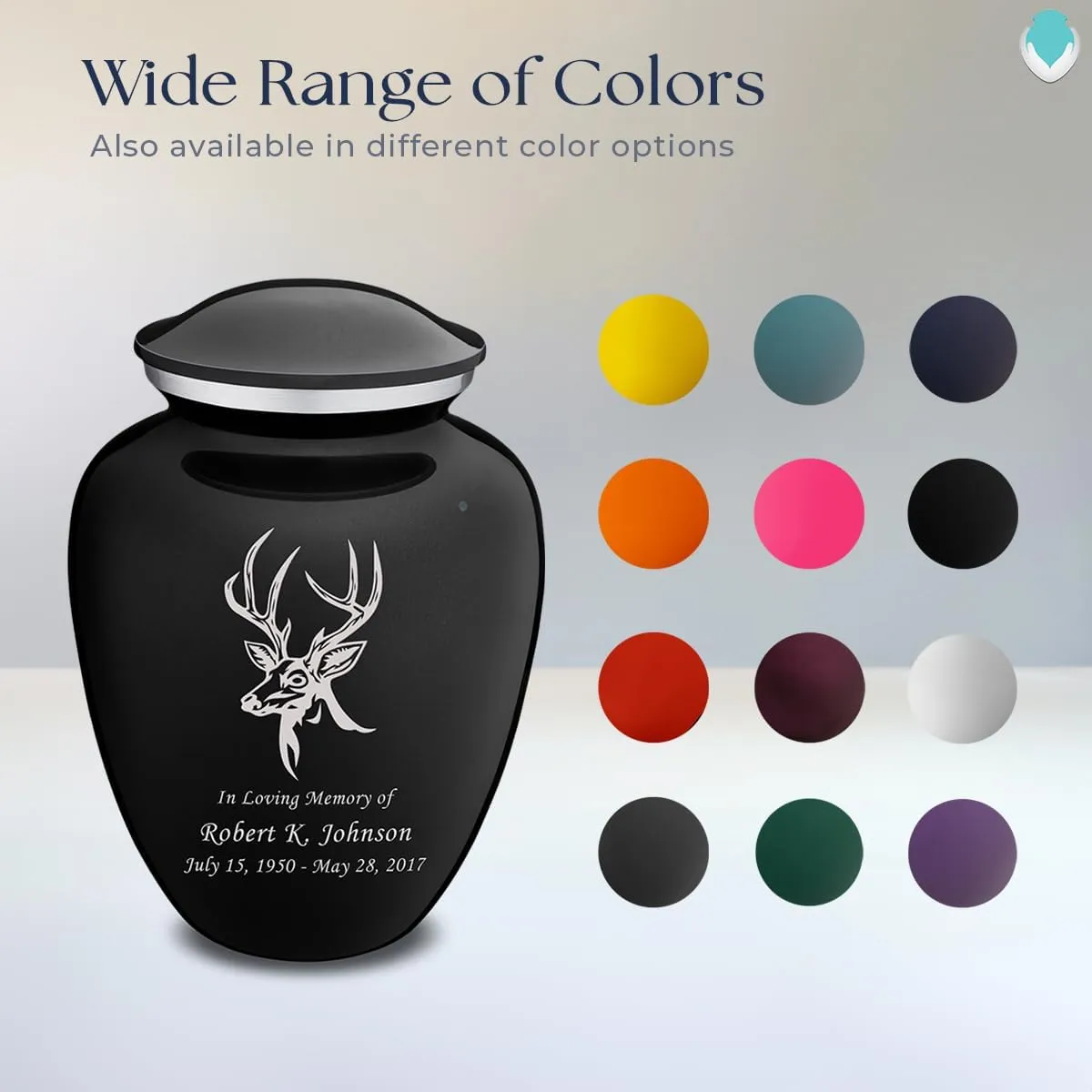 Geturns Embrace Adult Personalized Deer Cremation Urns for Human Ashes I Large Black Funeral Urn for Men and Women I 200 lbs