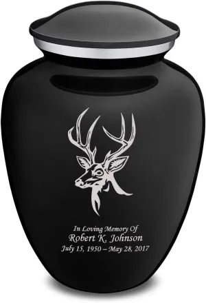 Geturns Embrace Adult Personalized Deer Cremation Urns for Human Ashes I Large Black Funeral Urn for Men and Women I 200 lbs