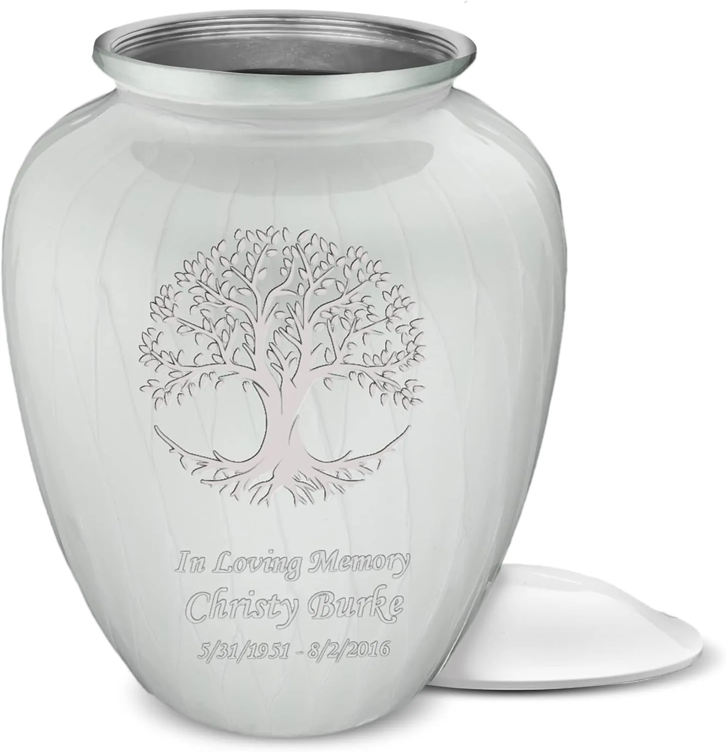 Geturns Embrace Adult Personalized Tree of Life Cremation Urns for Human Ashes I Large Pearl White Funeral Urn for Men and Women I 200 lbs
