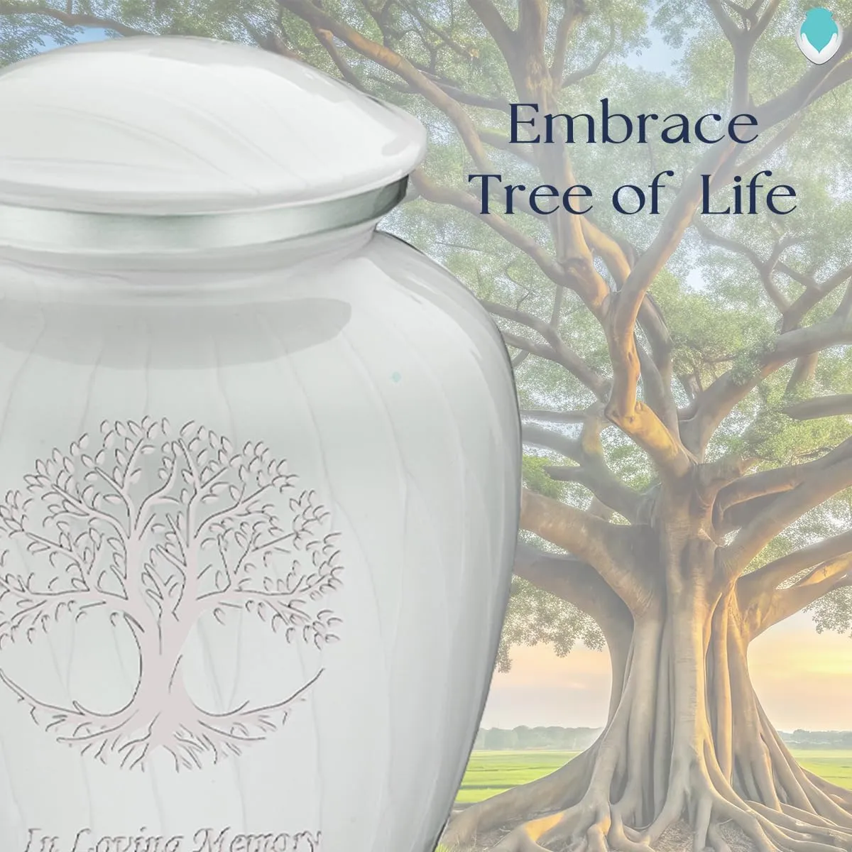 Geturns Embrace Adult Personalized Tree of Life Cremation Urns for Human Ashes I Large Pearl White Funeral Urn for Men and Women I 200 lbs