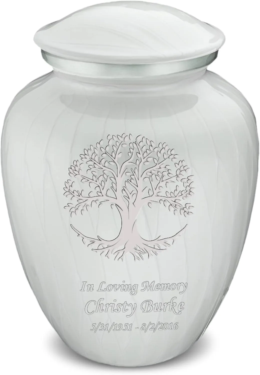 Geturns Embrace Adult Personalized Tree of Life Cremation Urns for Human Ashes I Large Pearl White Funeral Urn for Men and Women I 200 lbs
