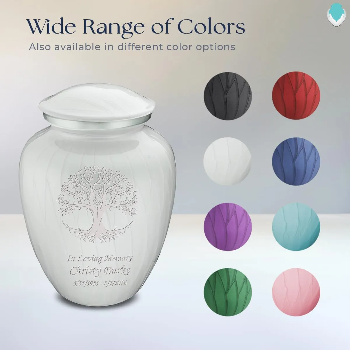 Geturns Embrace Adult Personalized Tree of Life Cremation Urns for Human Ashes I Large Pearl White Funeral Urn for Men and Women I 200 lbs