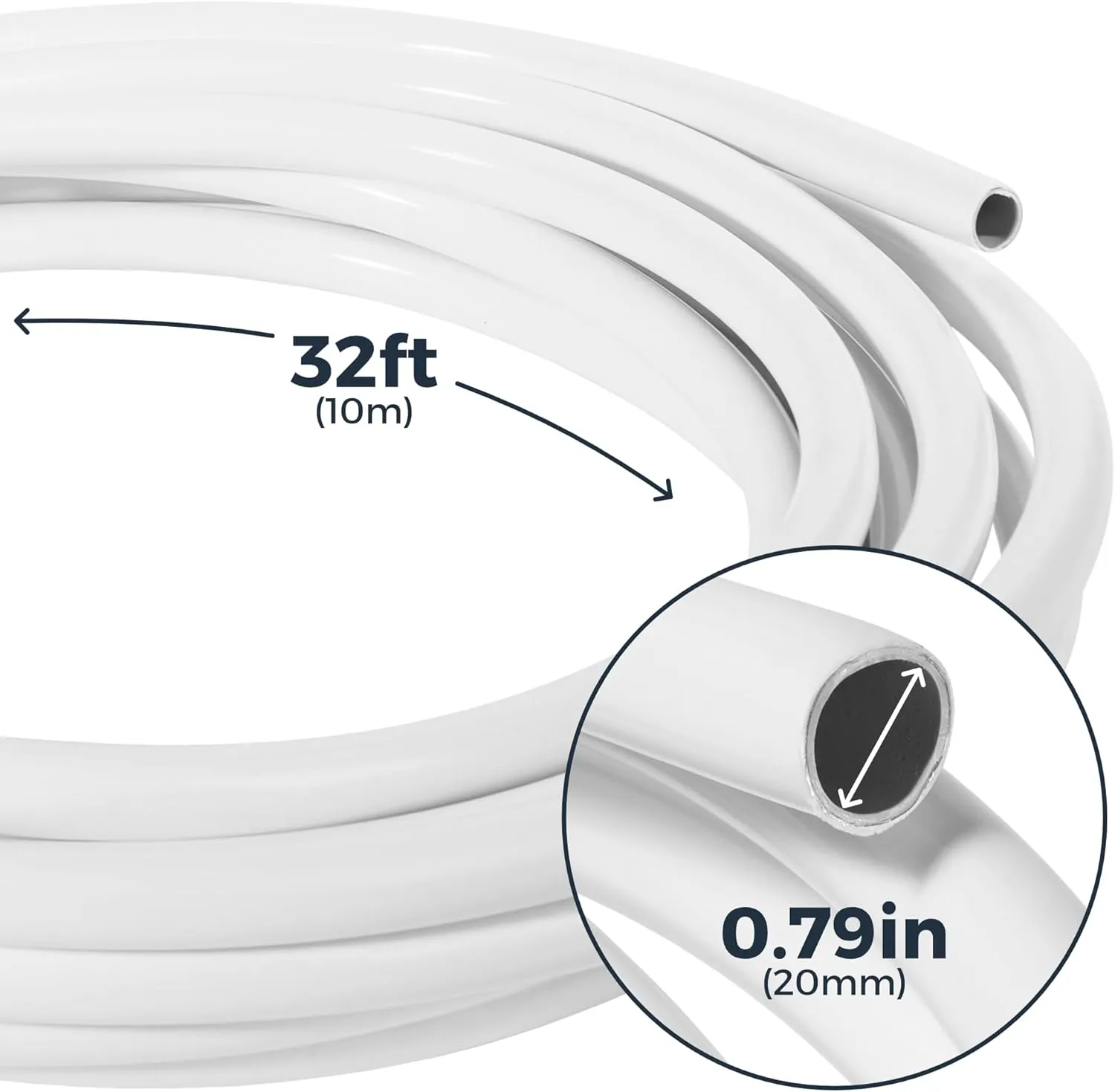 Giant Artificial Flower Flexible Pipe Tube, 32ft Long Pipe Tubing for Fake Flower Stem, Flexible Tubing for Floral Wedding Arrangement, Prop Building, Balloon Arches, DIY Arts and Craft Cosplay (20mm)
