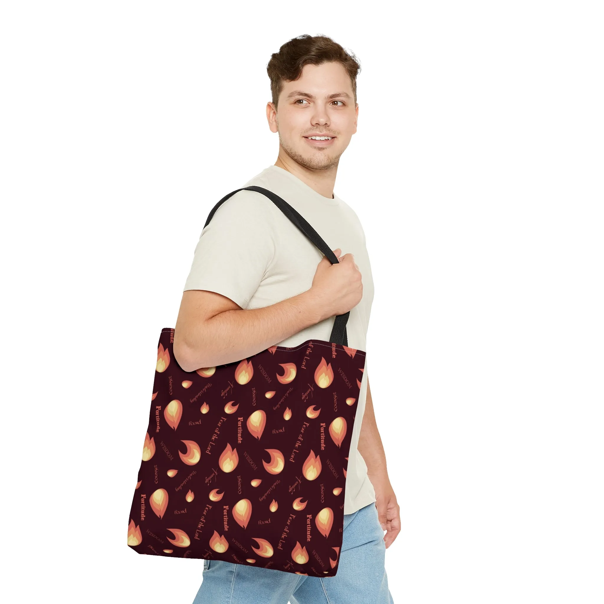 Gifts of the Holy Spirit Tote Bag in Dark Maroon