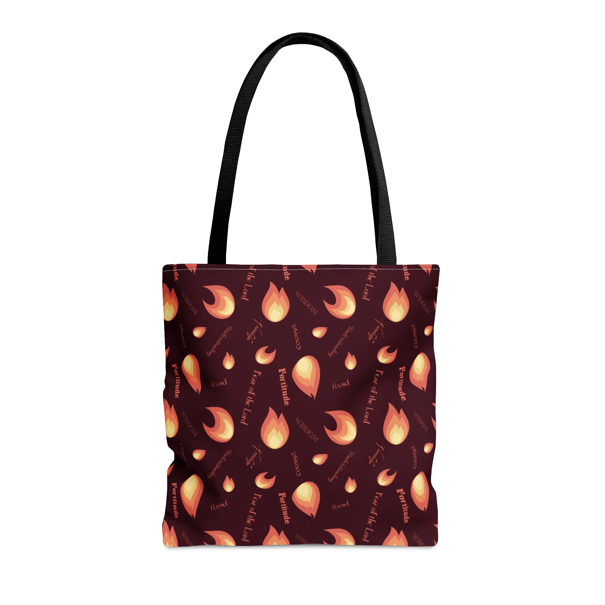 Gifts of the Holy Spirit Tote Bag in Dark Maroon