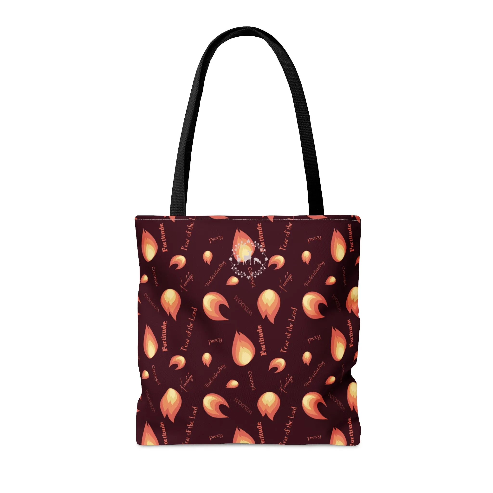 Gifts of the Holy Spirit Tote Bag in Dark Maroon
