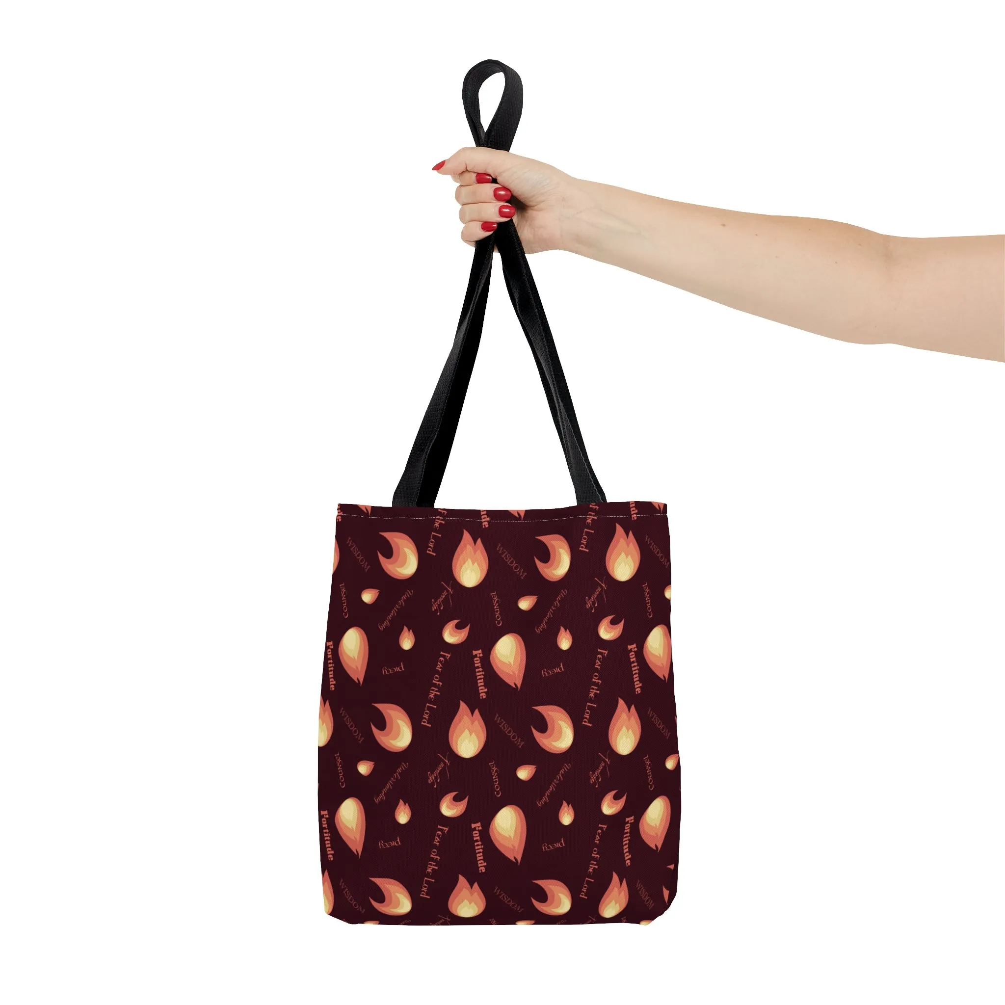 Gifts of the Holy Spirit Tote Bag in Dark Maroon