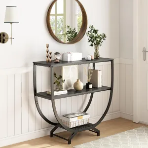 GILLAS 3 Tier Console Tables, 30" Height Entryway Table, Sofa Table Behind Couch Table, Industrial Entryway Furniture Entry Way Table with Storage for Living Room, Hallway, Entrance, Rustic Black