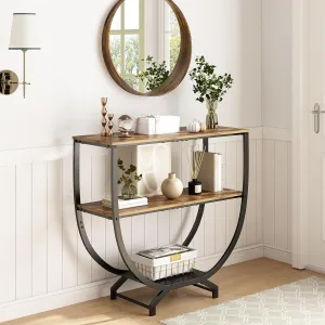 GILLAS 3 Tier Console Tables, 30" Height Entryway Table, Sofa Table Behind Couch Table, Industrial Entryway Furniture Entry Way Table with Storage for Living Room, Hallway, Entrance, Rustic Brown
