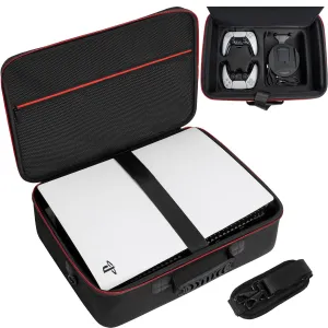 GMAK Hard Shell Carrying Case for PS5, Protective Case Travel Bags Compatible with Playstation 5, DualSense Controllers, Base, Cords and Other Accessories, EVA Storage Bag with Shoulder for PS5, Black