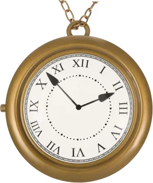 Gold Clock Necklace Vintage Style Hanging Neck Clock Pendant for Halloween Cosplay Lightweight Accessory for Adults for Costume Matching