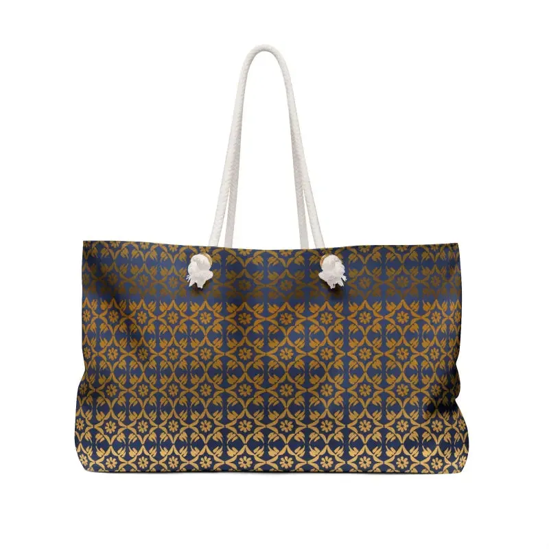 Golden Glam Oversized Polyester Weekender Bag