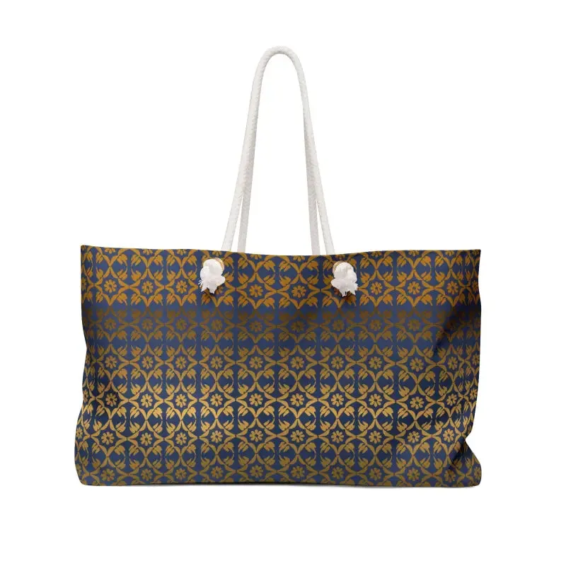 Golden Glam Oversized Polyester Weekender Bag