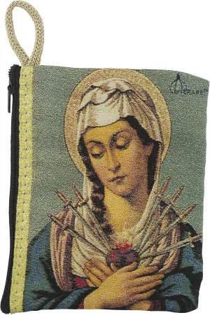 Good Shepherd Creations Large Tapestry Rosary Pouch with Traditional Catholic Art (Seven Sorrows)