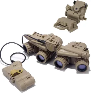 GPNVG 18 Night Vision Goggles Dummy Model with Night Vision Mount, Four-Tube Binocular Night Vision for Tactical Helmet NVG Mount, Cosplay Prop, CS Game，