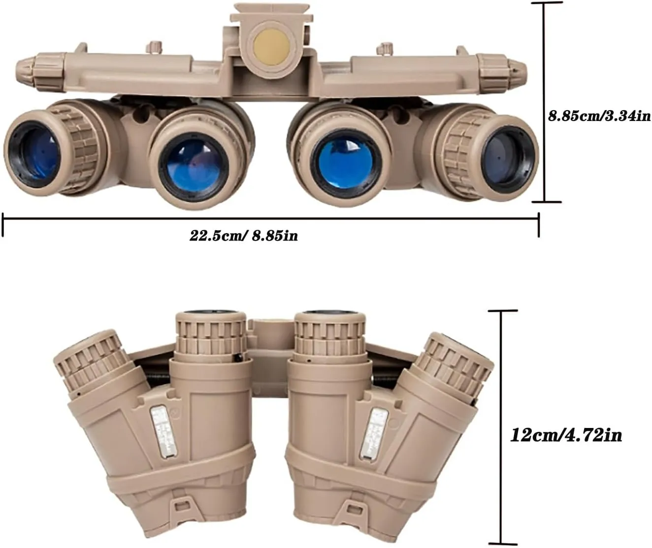 GPNVG 18 Night Vision Goggles Dummy Model with Night Vision Mount, Four-Tube Binocular Night Vision for Tactical Helmet NVG Mount, Cosplay Prop, CS Game，
