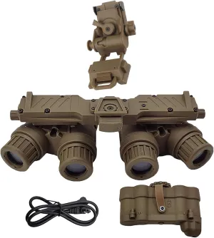 GPNVG 18 Night Vision Goggles Dummy Model with NVG Mount for PVS15/PVS18, Four-Tube Binocular Night Vision for Tactical Helmet NVG Mount, Cosplay Prop, CS Game,No Function (Tan)