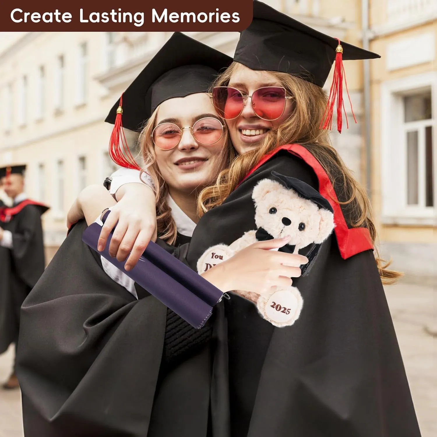 Graduation Bear Class of 2025 - Graduation Gifts Set Teddy Bear & Guest Book Scroll, High School Graduation Gifts for Boys & Girls, 8" Stuffed Animal Plush Bear | You DID it | 2025 Grad Gifts - 2Pcs
