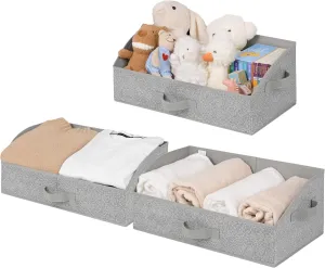 GRANNY SAYS Linen Closet Organizers and Storage Baskets for Organizing Shirts, Decorative Shelves Bins Wardrobe Cabinet, Gray, 3-Pack