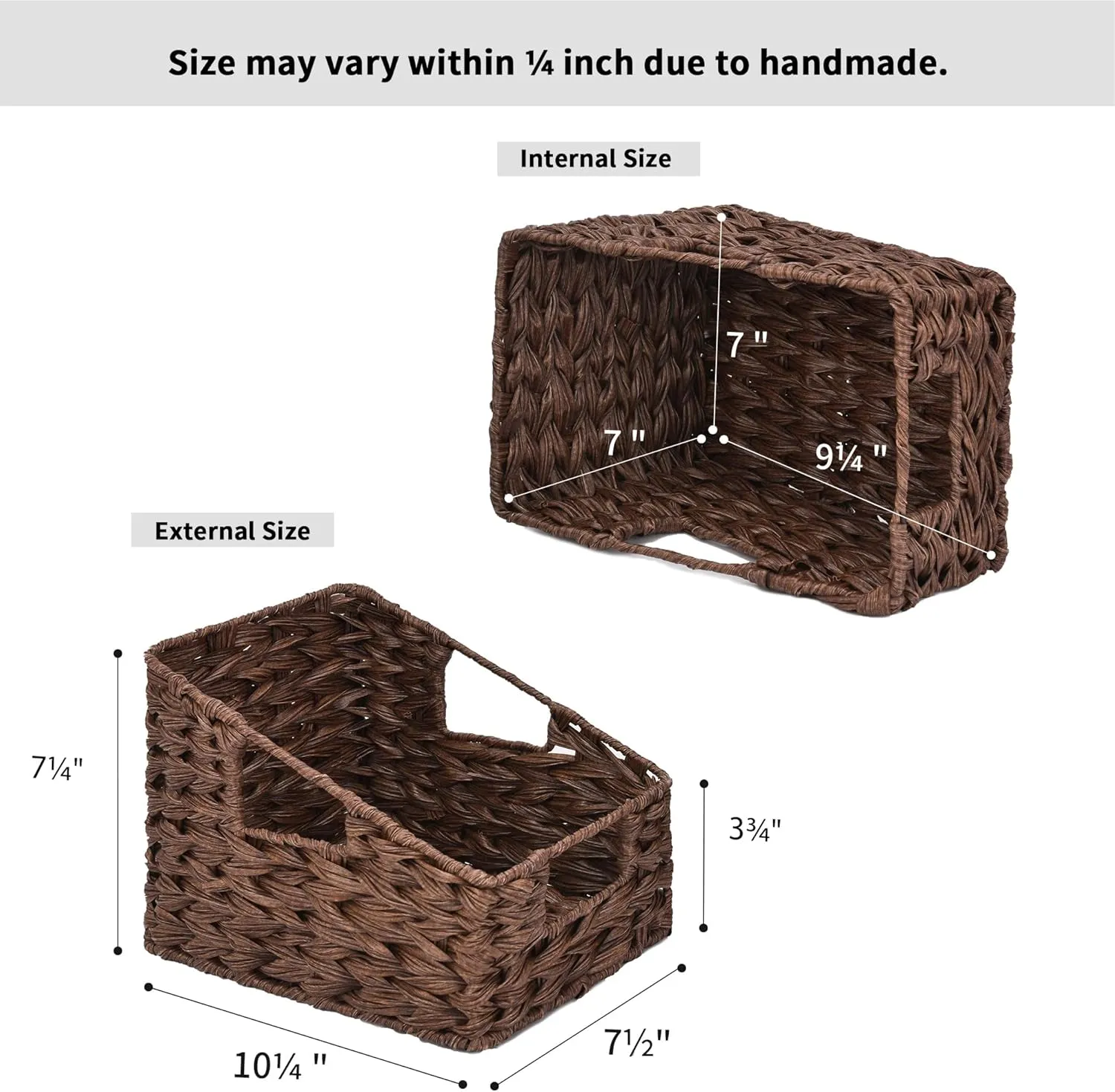 GRANNY SAYS Wicker Storage Baskets, Waterproof Wicker Basket with Handles, Trapezoid Woven Storage Bins for Organizing, Decorative Basket, Brown, 2-Pack