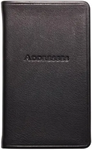 Graphic Image 5 Inch Leather Bound Pocket Address Book, Genuine Calfskin Leather, 750 Entries, Black