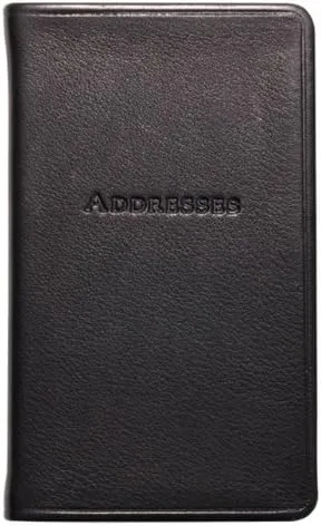 Graphic Image 5 Inch Leather Bound Pocket Address Book, Genuine Calfskin Leather, 750 Entries, Black