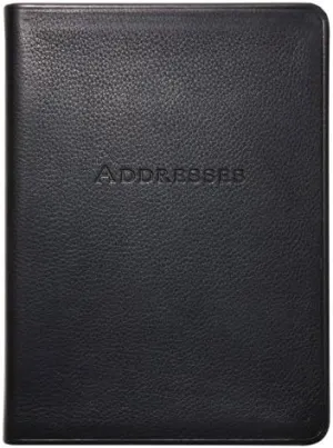 Graphic Image 7 Inch Leather Bound Desk Address Book, Genuine Calfskin Leather, 1,400 Entries, Black