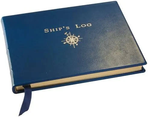 Graphic Image Genuine Leather Ship's Log/Journal, Blue