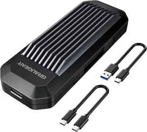 GRAUGEAR M.2 NVMe SATA SSD Enclosure Adapter Tool-Free, USB C USB3.2 Gen2 10Gbps M2 SSD Enclsoure External Case Support UASP Trim, RTL9210B for PCIe NVMe SATA M-Key B M Key [G-M202-AC-10G]