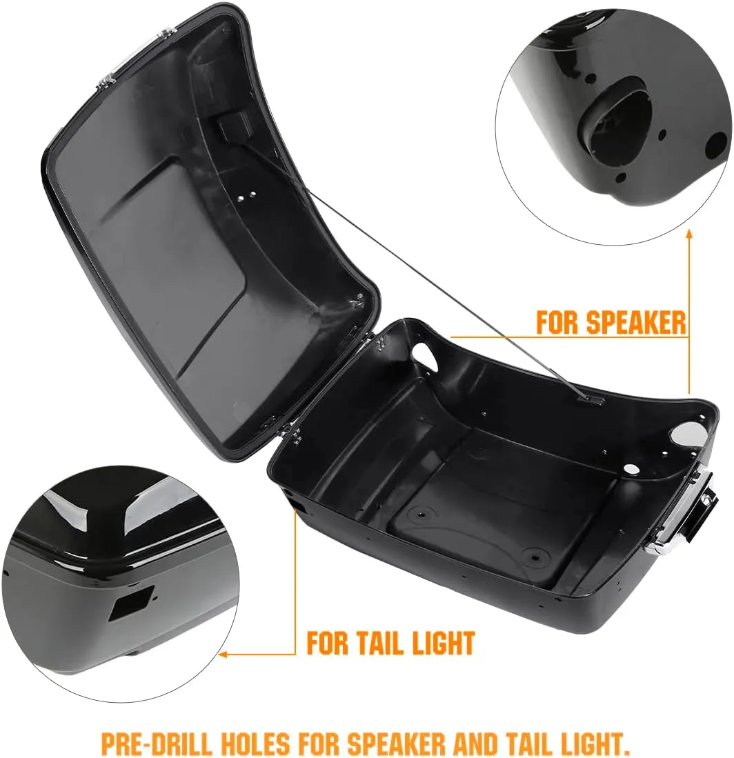 Green-L King Tour Pack Trunk with Backrest Speakers 2 Up Mounting Luggage Rack LED Tail Light Fit for Harley Touring Road King Street Electra Glide 2014-2025