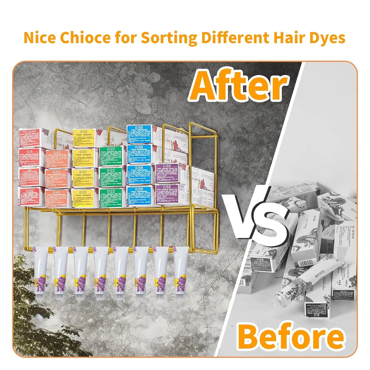 Hair Color Organizer for Salon - 2 PCS Metal Hair dye Tube Racks Storage Wall Mounted Cabinet Available