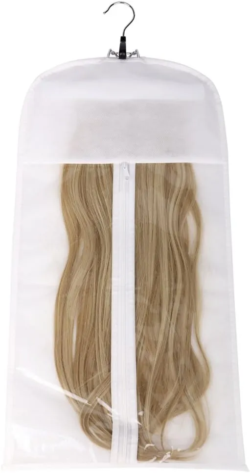 Hair Extensions Storage Bag With Wooden Hanger Carrier Case With Strong Durable Zipper