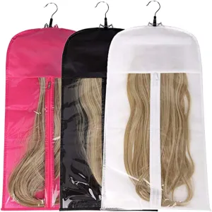 Hair Extensions Storage Bag With Wooden Hanger Carrier Case With Strong Durable Zipper