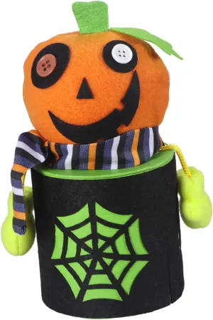 Halloween Cartoon Pumpkin Candy Jar Creative Sweet Storage Container for Treats for Trick Treat Bags Home Party Decoration Present Box Cosplay Prop