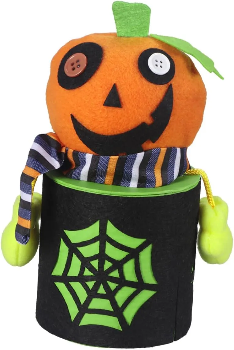 Halloween Pumpkin Candy Jar Cartoon Storage Container for Treats and Sweets for Halloween Party Decorations Trick Treat Goodie Bag Present Box Fun Cosplay Prop