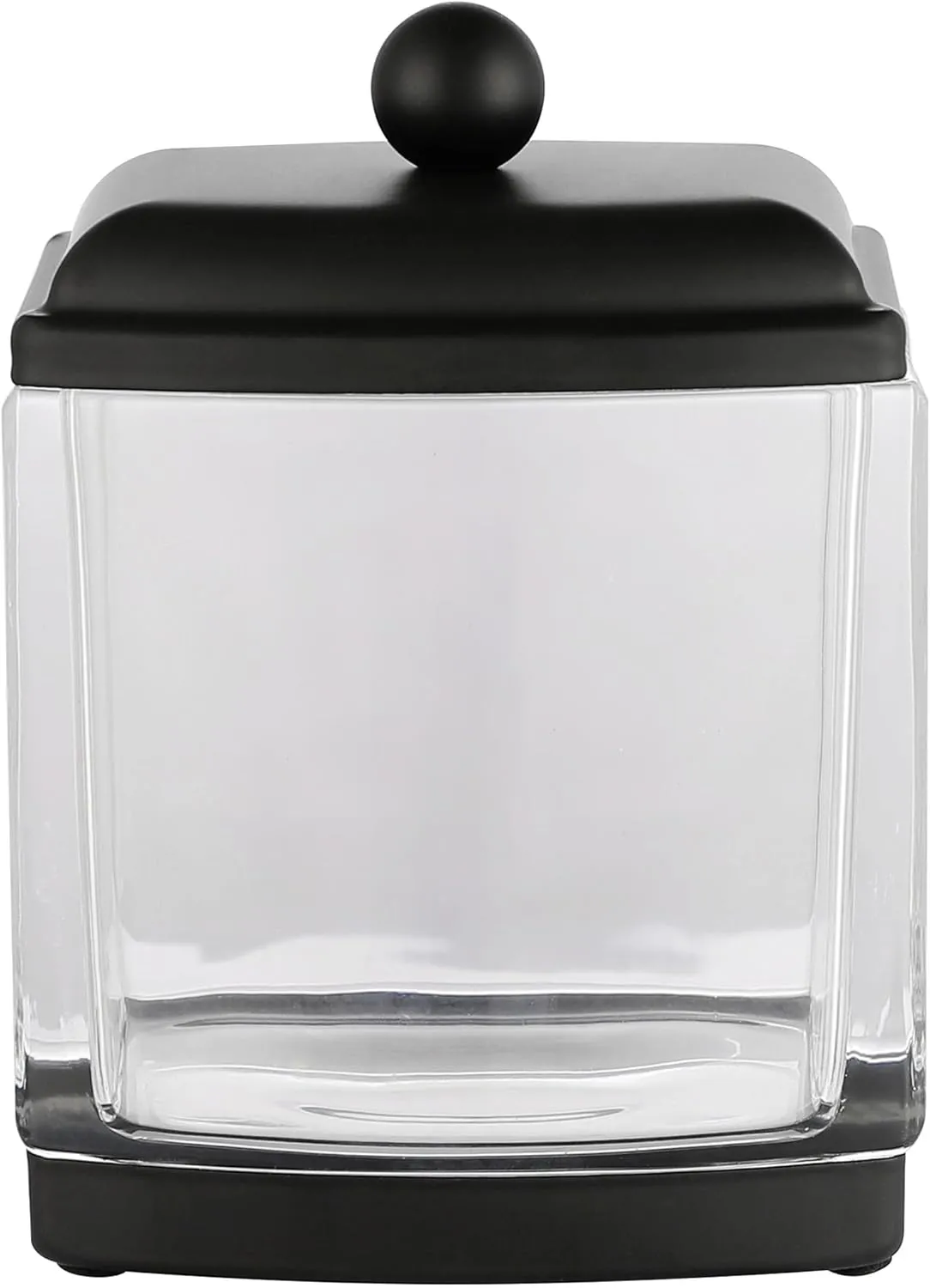 HALSTON H Glass Apothecary Cotton Jar – Elegant Bathroom Vanity Storage Container for Cotton Balls, Swabs & Beauty Essentials – Modern Clear Glass Organizer for Countertops
