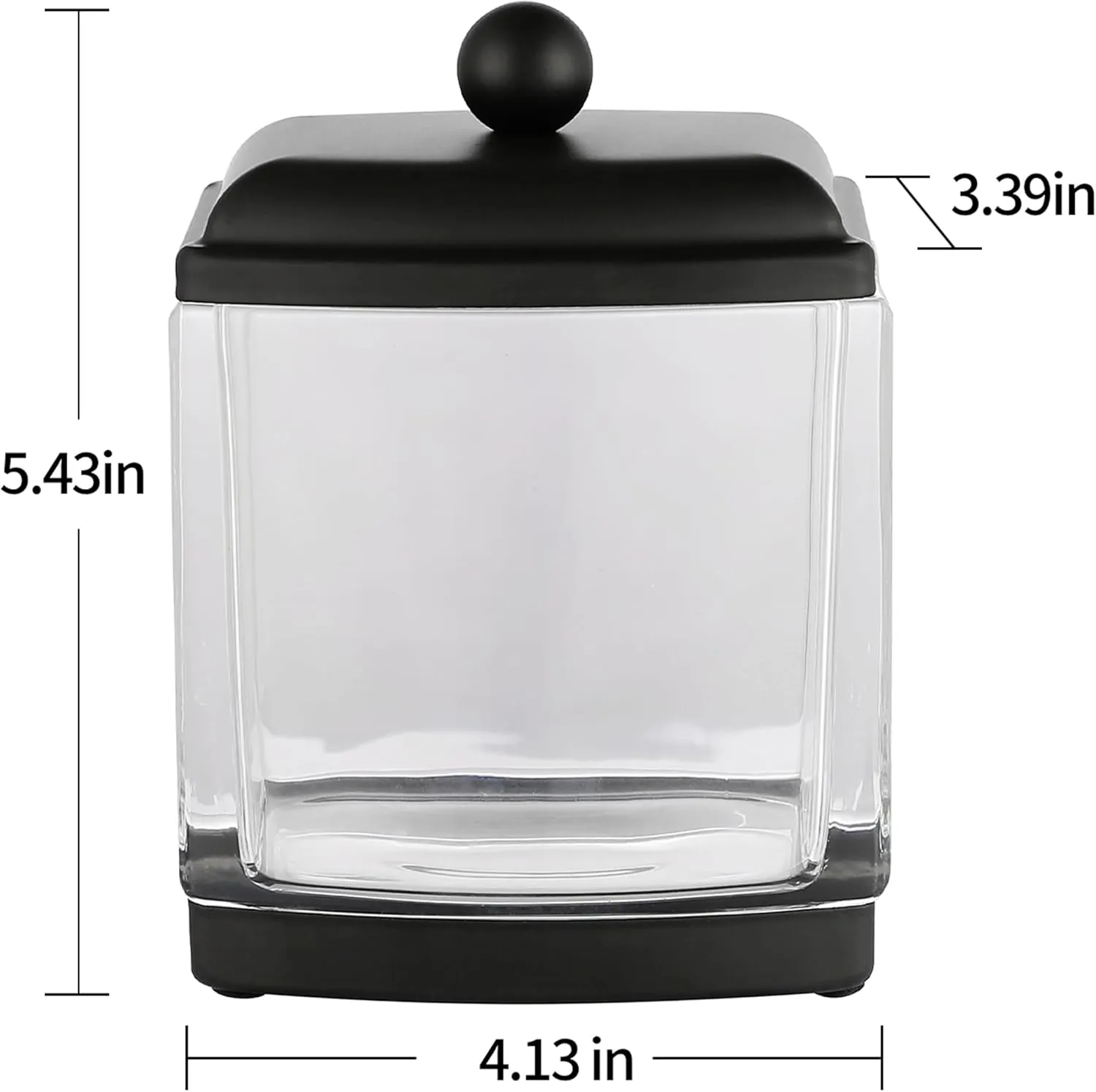 HALSTON H Glass Apothecary Cotton Jar – Elegant Bathroom Vanity Storage Container for Cotton Balls, Swabs & Beauty Essentials – Modern Clear Glass Organizer for Countertops