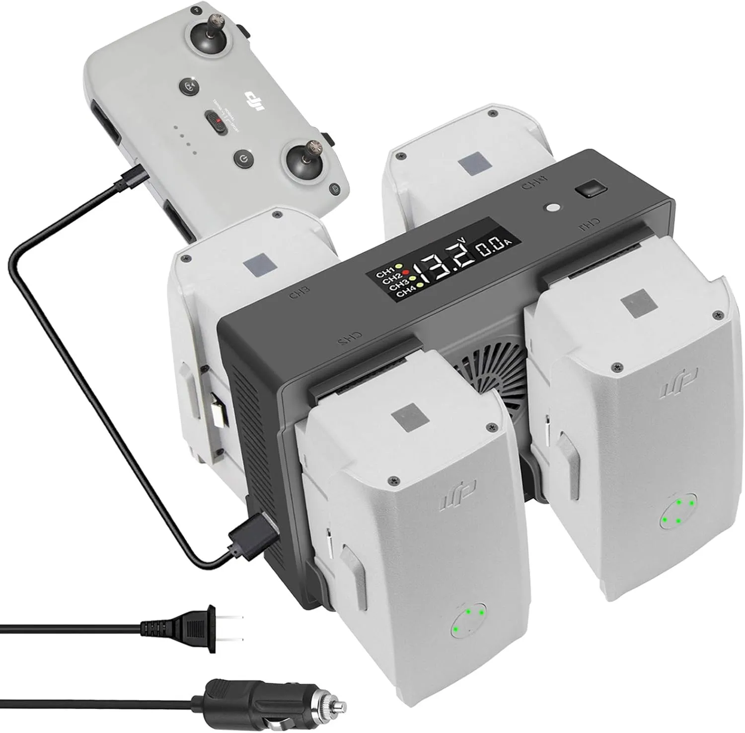 Hanatora Air 2S,Mavic Air 2 Wall & Car Charger Compatible with DJI Air 2S,Mavic Air Battery, 5 in 1 Rapid Multi Parallel Charging Hub Drone Accessories