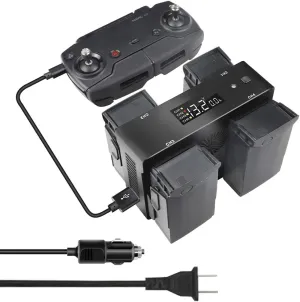 Hanatora Battery Wall Charger & Car Charger for DJI Mavic Air and Remote Controller,5 in 1 Rapid Charging Hub with Charging, Discharging and Storage