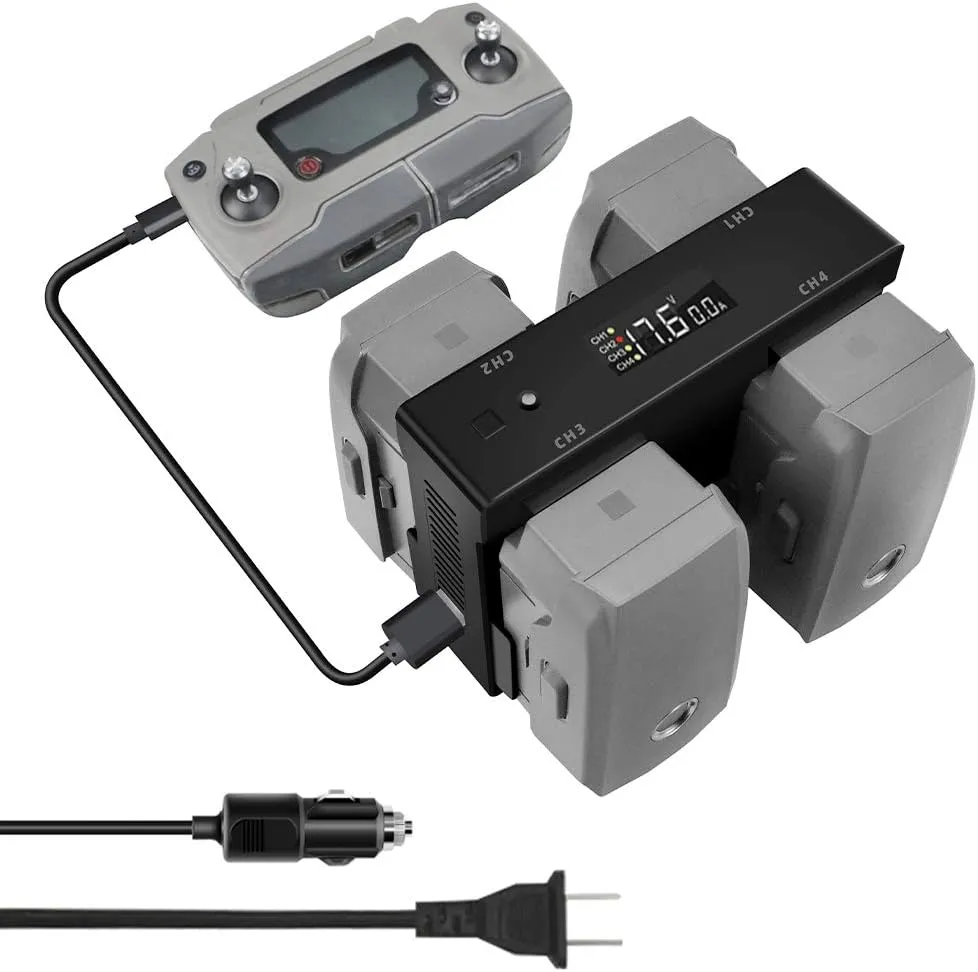 Hanatora Mavic 2 Zoom/Pro Battery Wall & Car Charger for DJI Mavic 2 Zoom/Pro Drone,5 in 1 Charging Hub with Charging,Discharging,Storage Charging